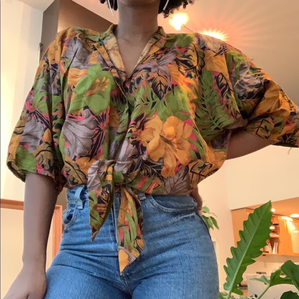 vintage button down wrap top